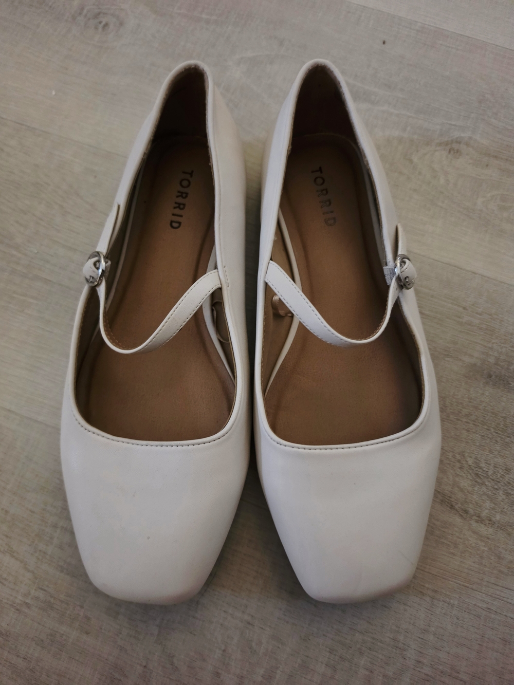 torrid Ivory Square-Toe Mary Jane Flats with Buckle